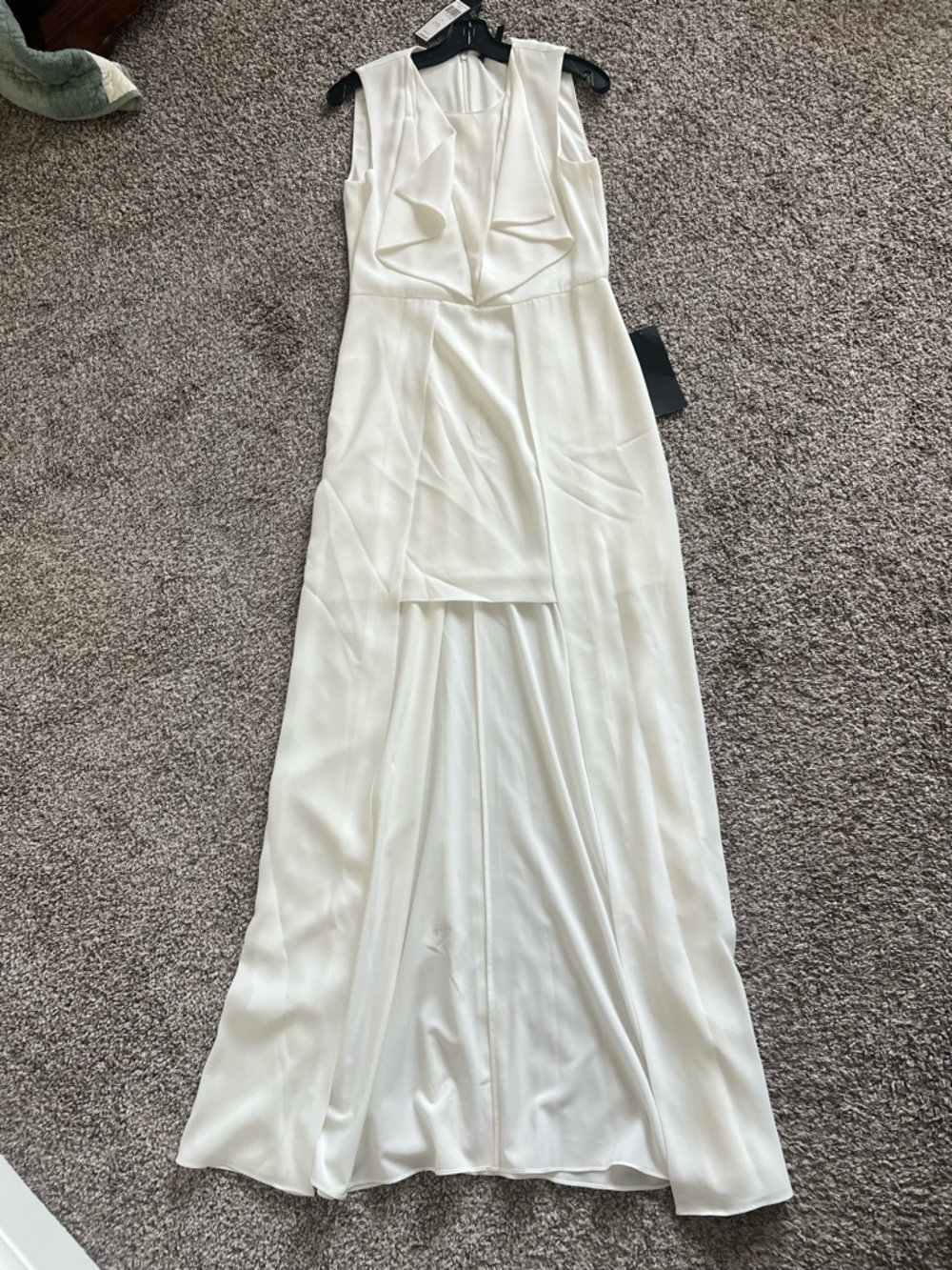 BCBGMaxAzria Ivory Sleeveless Maxi Dress with Draped V-Neck